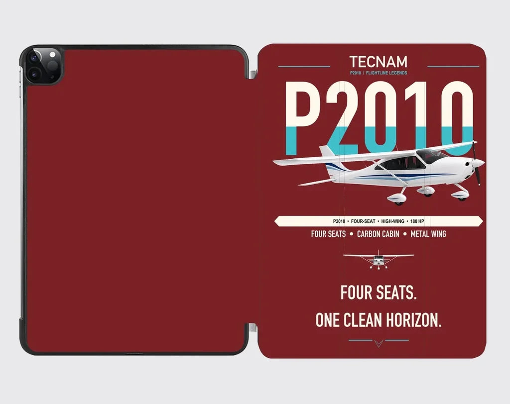 Tecnam P2010 design on dark red ipad tablet case