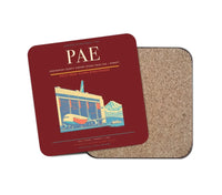 Thumbnail for Snohomish County Airport (Paine Field) (PAE) design on dark red 1 piece coaster