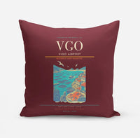 Thumbnail for Vigo Airport (VGO) design on dark red pillow