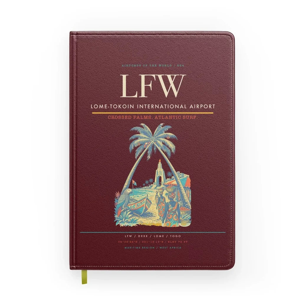 Lome-Tokoin International Airport (LFW) design on dark red notebook