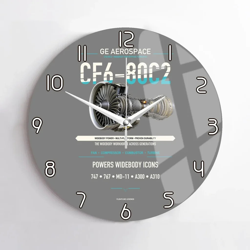 CF6-80C2 design on gray no frame wall clock