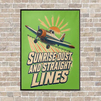 Thumbnail for Sunrise Dust And Straight Lines vertical canvas print - framed - light green background