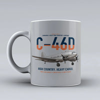 Thumbnail for C-46D Commando design on light gray ceramic mug, double-side print