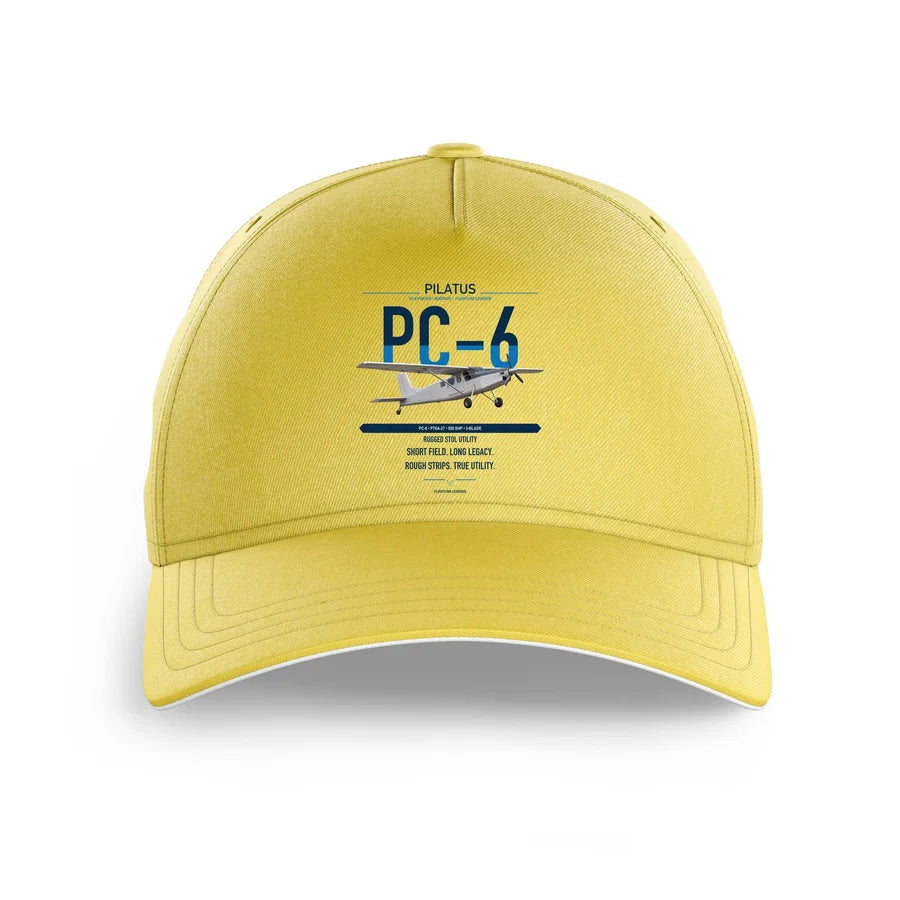 Pilatus PC-6 Porter design on yellow printed hat
