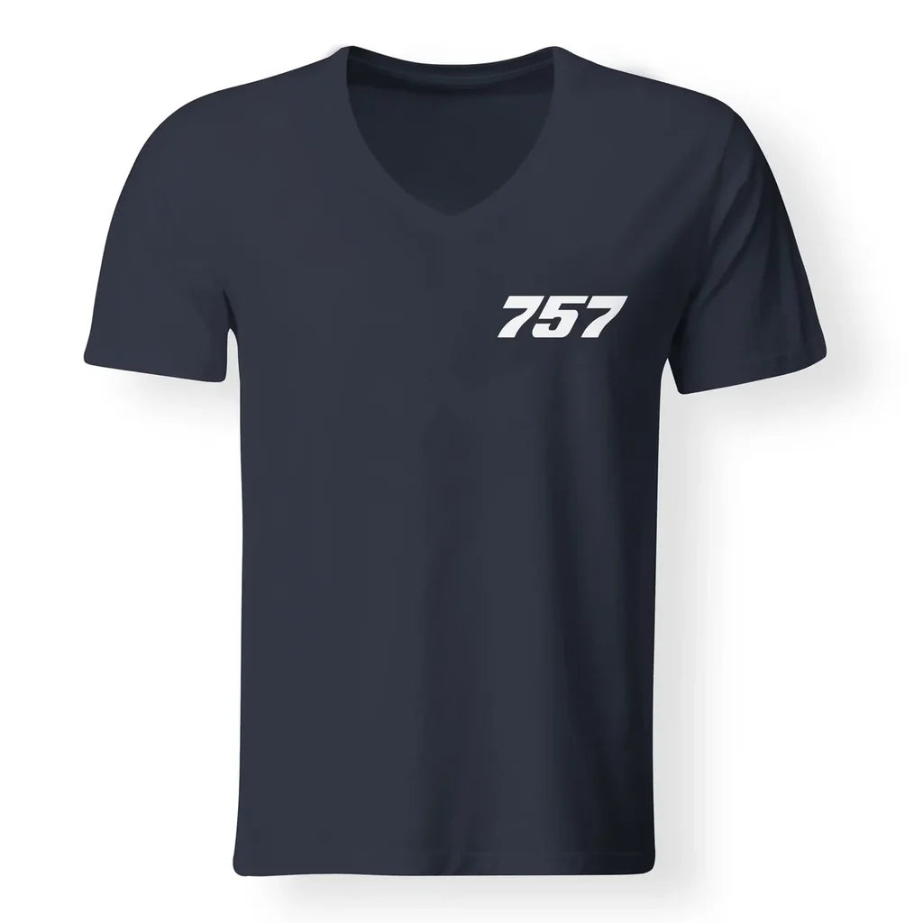 757 Flat Text Designed V-Neck T-Shirts - view 12