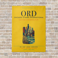 Thumbnail for Chicago O'Hare International Airport ORD vertical canvas print - no frame - yellow background