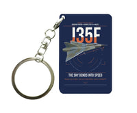 Thumbnail for Saab J 35F Draken design on navy blue designed key chain, double-side print