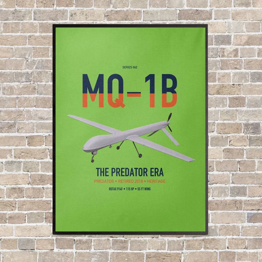 MQ-1B Predator vertical canvas print - framed - light green background