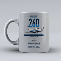Thumbnail for Beechcraft King Air 260 design on light gray ceramic mug, double-side print