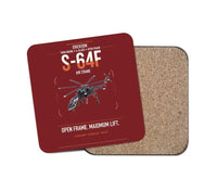 Thumbnail for Erickson S-64F Air Crane design on dark red 1 piece coaster
