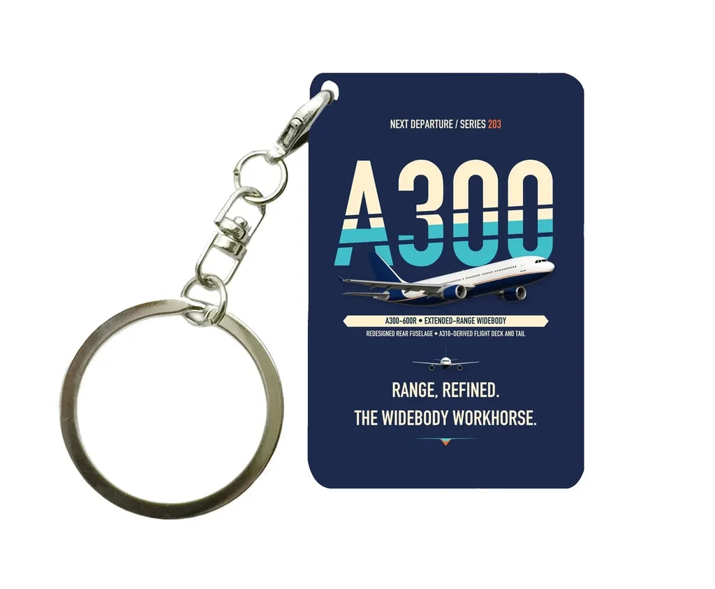 Airbus A300-600R Key Chain design on navy blue key chain