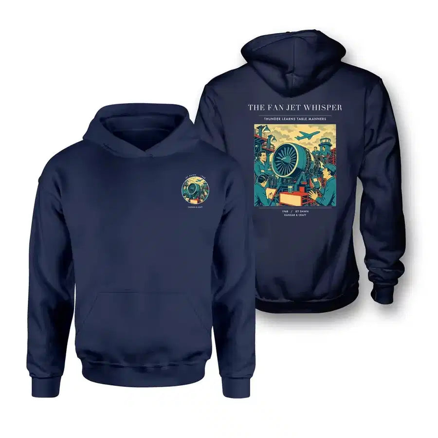 VINTAGE G4464 - The Fan Jet Whisper - Double-Side Hoodie design on navyblue double side