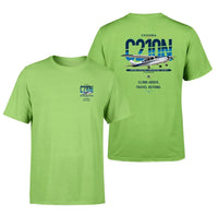Thumbnail for Cessna T210N Centurion design on light green t-shirt, double-side print
