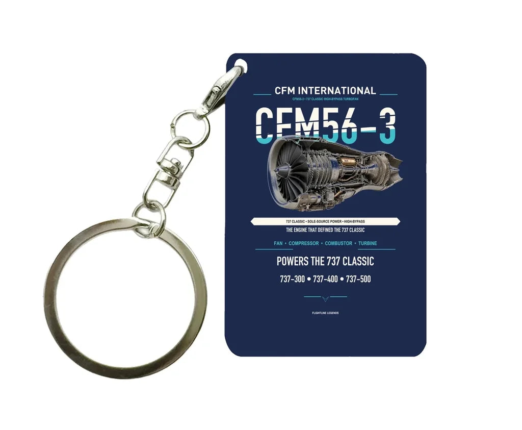 CFM56-3 Key Chain design on navy blue key chain