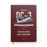 Thumbnail for Douglas DC-3 design on dark red notebook