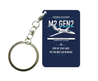 Thumbnail for Cessna Citation M2 Gen2 design on navy blue designed key chain, double-side print