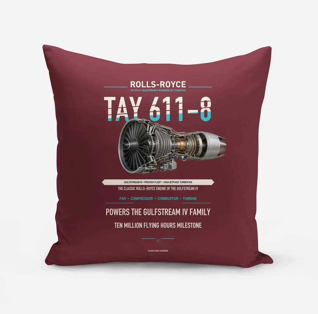 TAY 611-8 design on dark red pillow