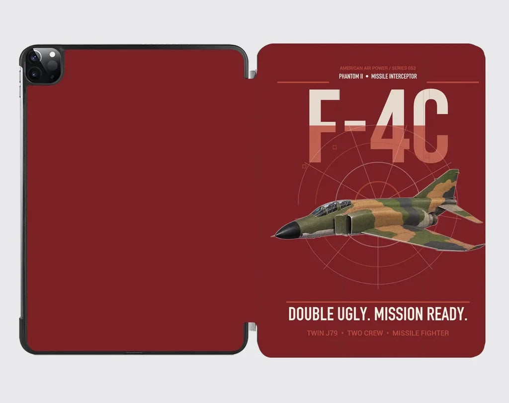 F-4C Phantom II design on dark red ipad tablet case