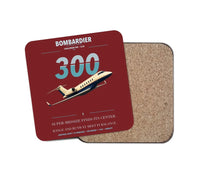 Thumbnail for Bombardier Challenger 300 design on dark red 1 piece coaster
