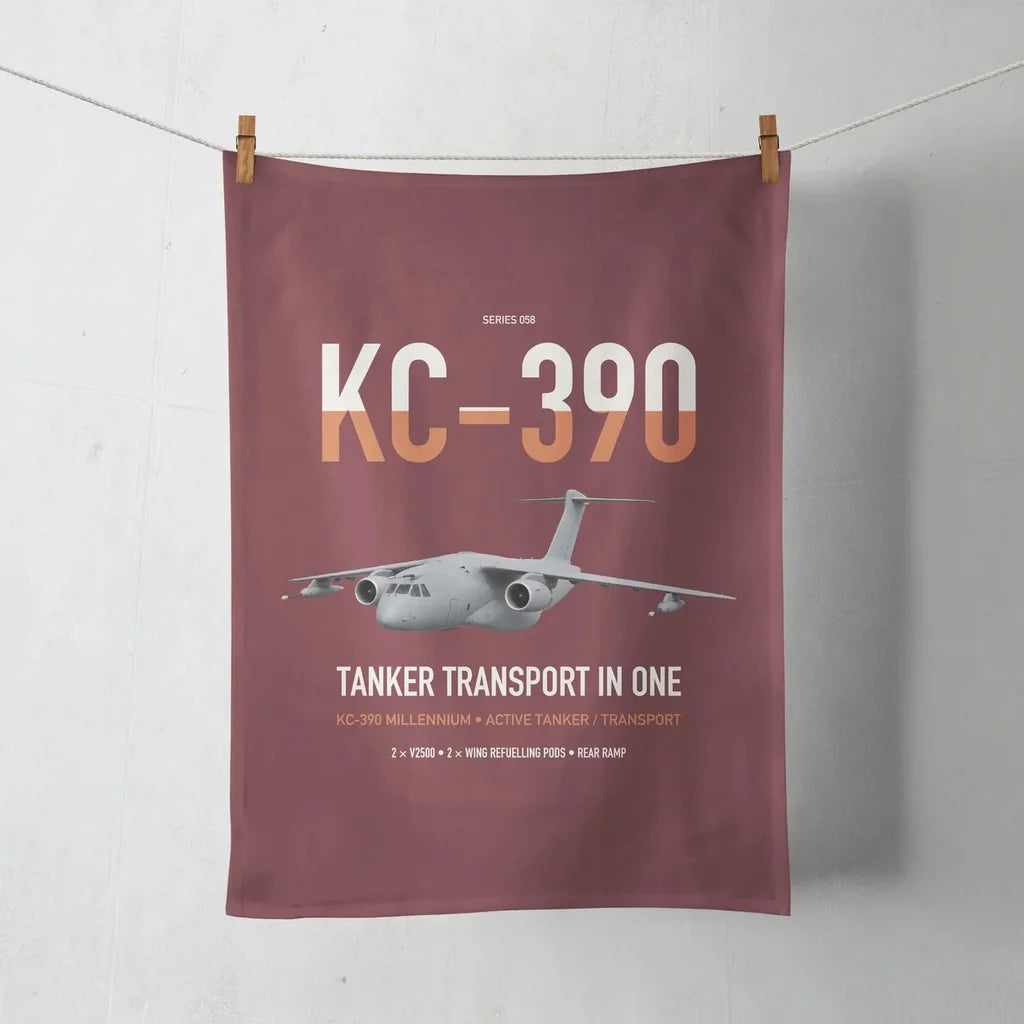 Embraer KC-390 Millennium design on dark red towel