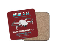 Thumbnail for DJI Mini 2 SE design on dark red 1 piece coaster