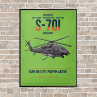Thumbnail for Sikorsky S-70i FIREHAWK vertical canvas print - framed - light green background
