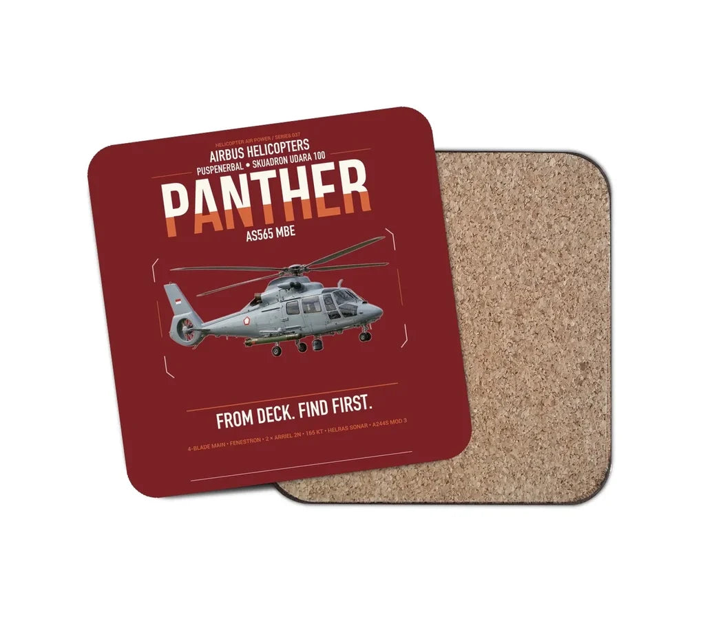 Airbus Helicopters AS565 MBe Panther design on dark red 1 piece coaster