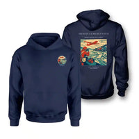 Thumbnail for VINTAGE G4491 - The River Ice Breakup Watch - Double-Side Hoodie design on navyblue double side