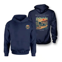Thumbnail for VINTAGE G4151 - The Desert Mail Stop - Double-Side Hoodie design on navyblue double side