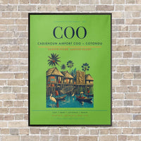 Thumbnail for Cadjehoun Airport COO — Cotonou vertical canvas print - framed - light green background