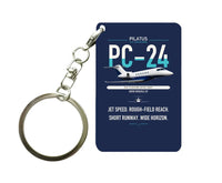 Thumbnail for Pilatus PC-24 design on navy blue designed key chain, double-side print