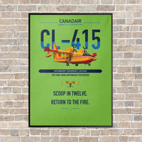 Thumbnail for Canadair CL-415 vertical canvas print - framed - light green background