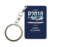 Thumbnail for Tecnam P2010 design on navy blue designed key chain, double-side print