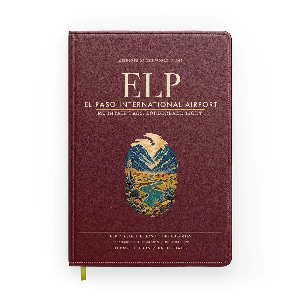 El Paso International Airport (ELP) design on dark red notebook