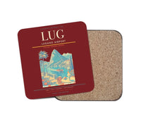 Thumbnail for Lugano Airport (LUG) design on dark red 1 piece coaster