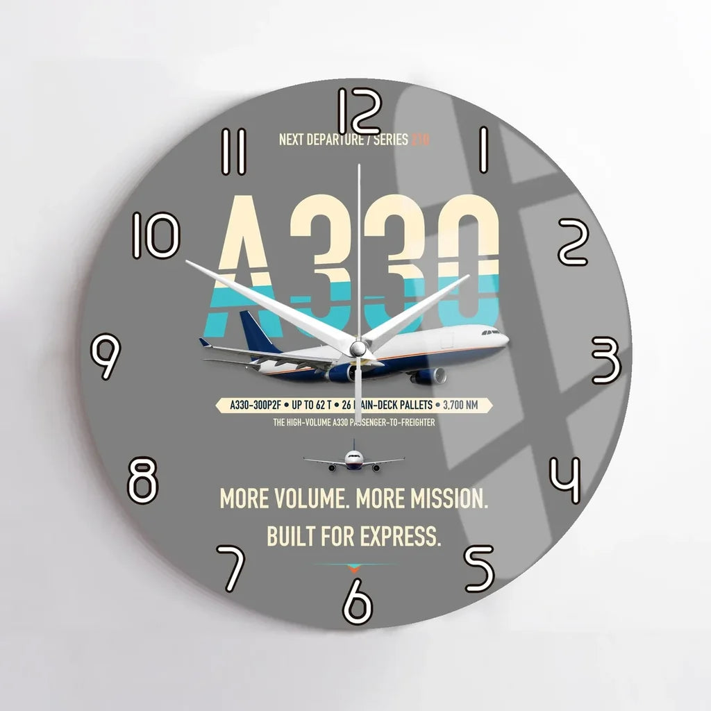 Airbus A330-300P2F design on gray no frame wall clock
