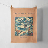 Thumbnail for VINTAGE G4065 - The Island Mailboat - Designed Towels design on orange