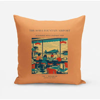 Thumbnail for VINTAGE G4247 - The Soda Fountain Airport - Designed Pillows design on orange