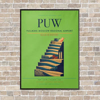 Thumbnail for Pullman–Moscow Regional Airport PUW vertical canvas print - framed - light green background