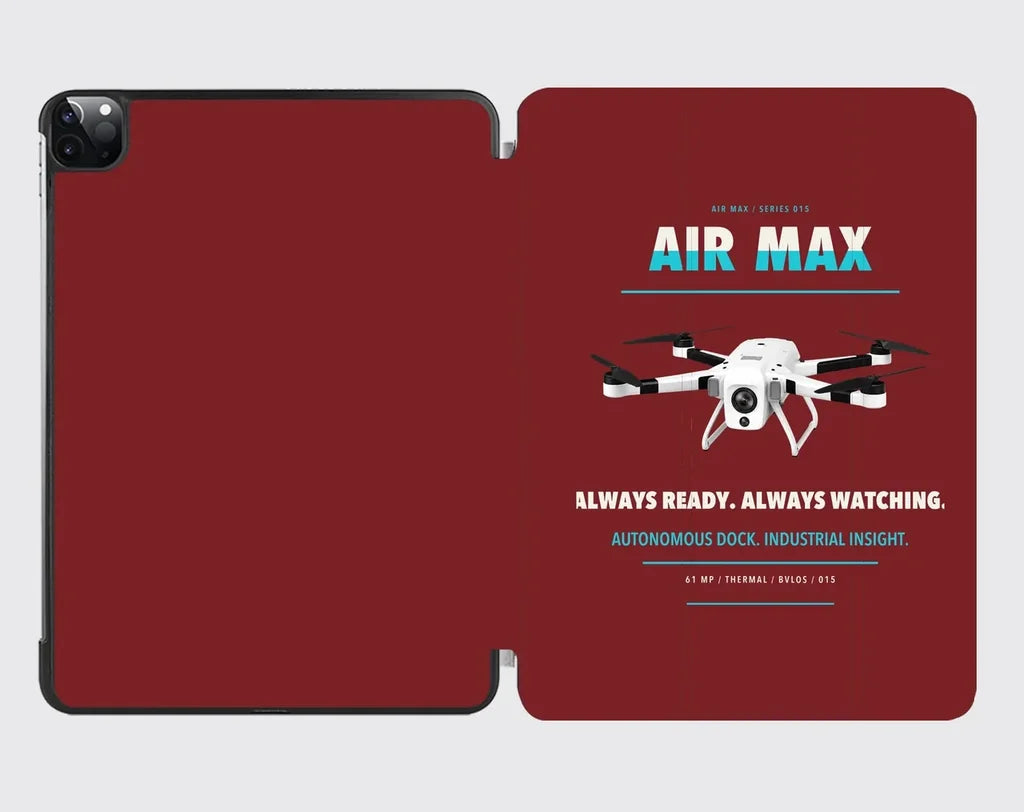 Percepto Air Max design on dark red ipad tablet case