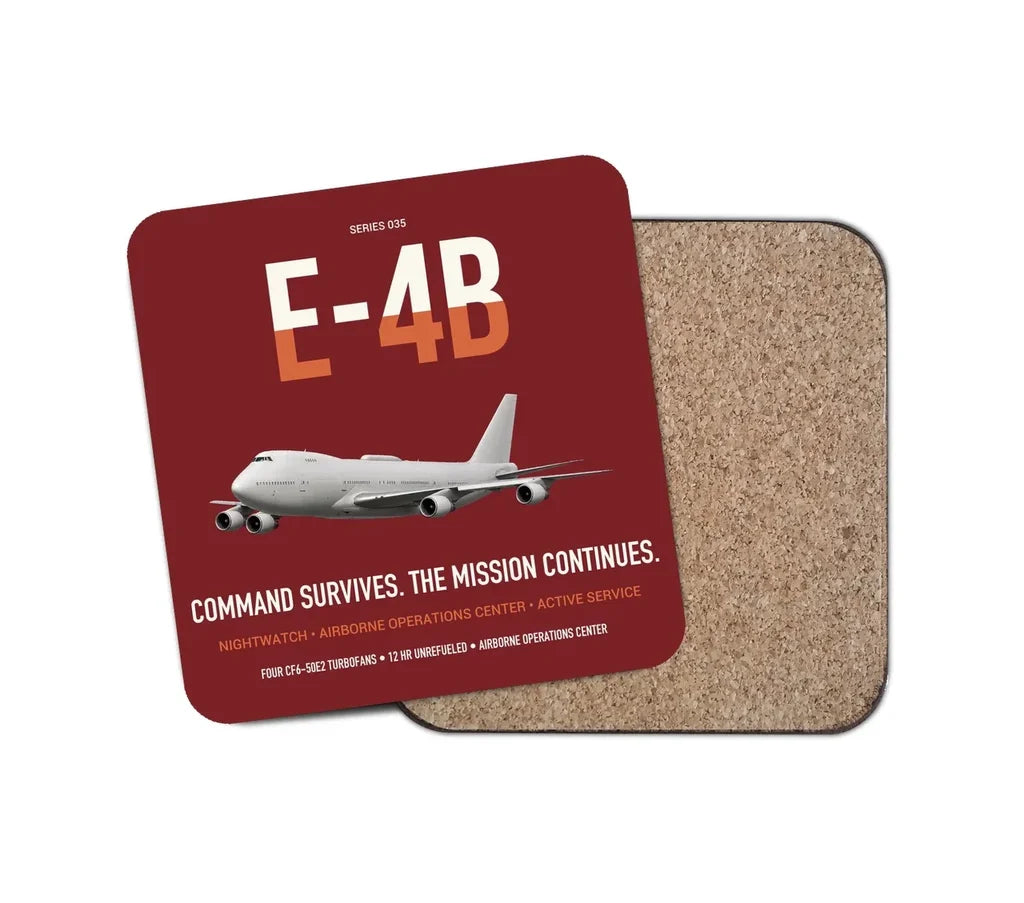 E-4B Nightwatch design on dark red 1 piece coaster