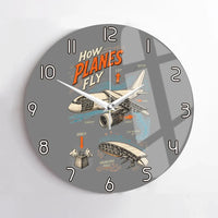 Thumbnail for How Planes Fly V2 design on gray no frame wall clock