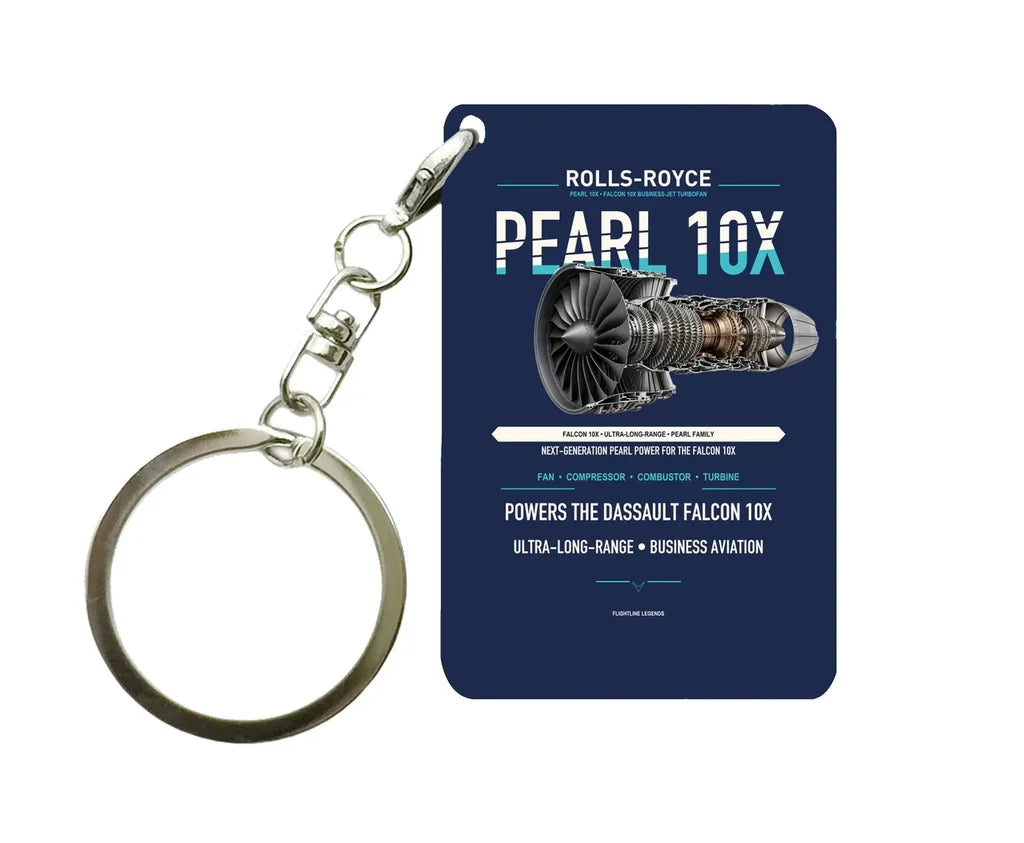 PEARL 10X Key Chain design on navy blue key chain