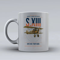 Thumbnail for SPAD S.XIII C.1 design on light gray ceramic mug, double-side print