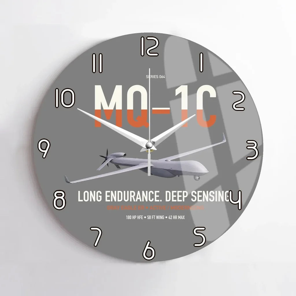 MQ-1C Gray Eagle ER design on gray no frame wall clock
