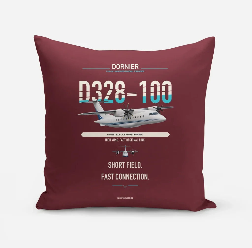 Dornier D328-100 design on dark red pillow