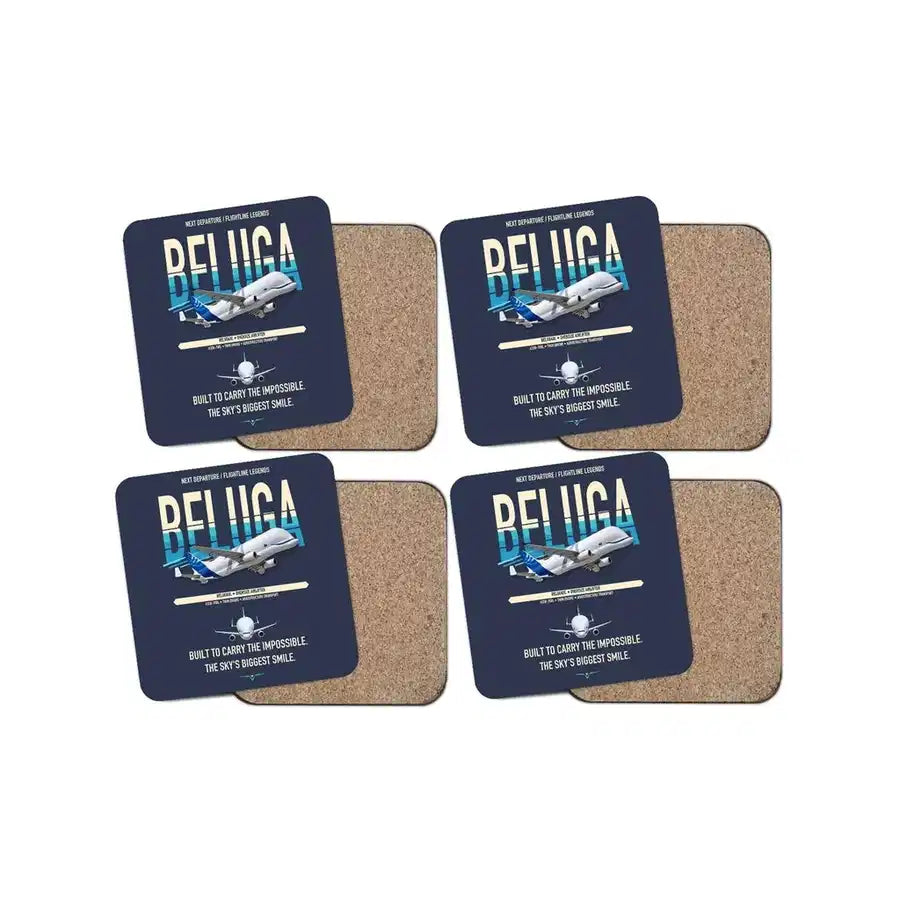 Airbus BelugaXL / A330-743L design on navy blue 4 pieces set coaster