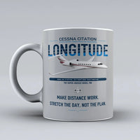 Thumbnail for Cessna Citation Longitude design on light gray ceramic mug, double-side print