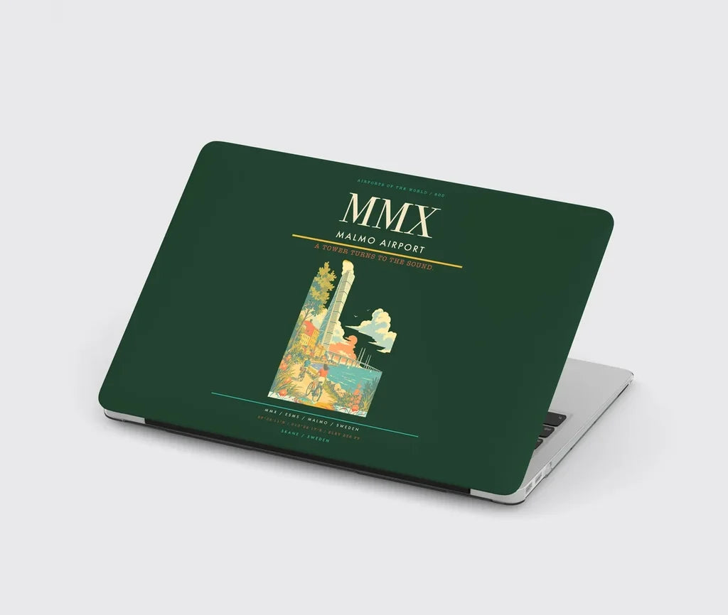 Malmo Airport (MMX) design on dark green MacBook case