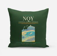 Thumbnail for Cornwall Airport Newquay (NQY) design on dark green pillow
